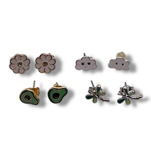 Dainty Small Earrings Post Back Daisy Dragonfly Avocado Cloud Claire's